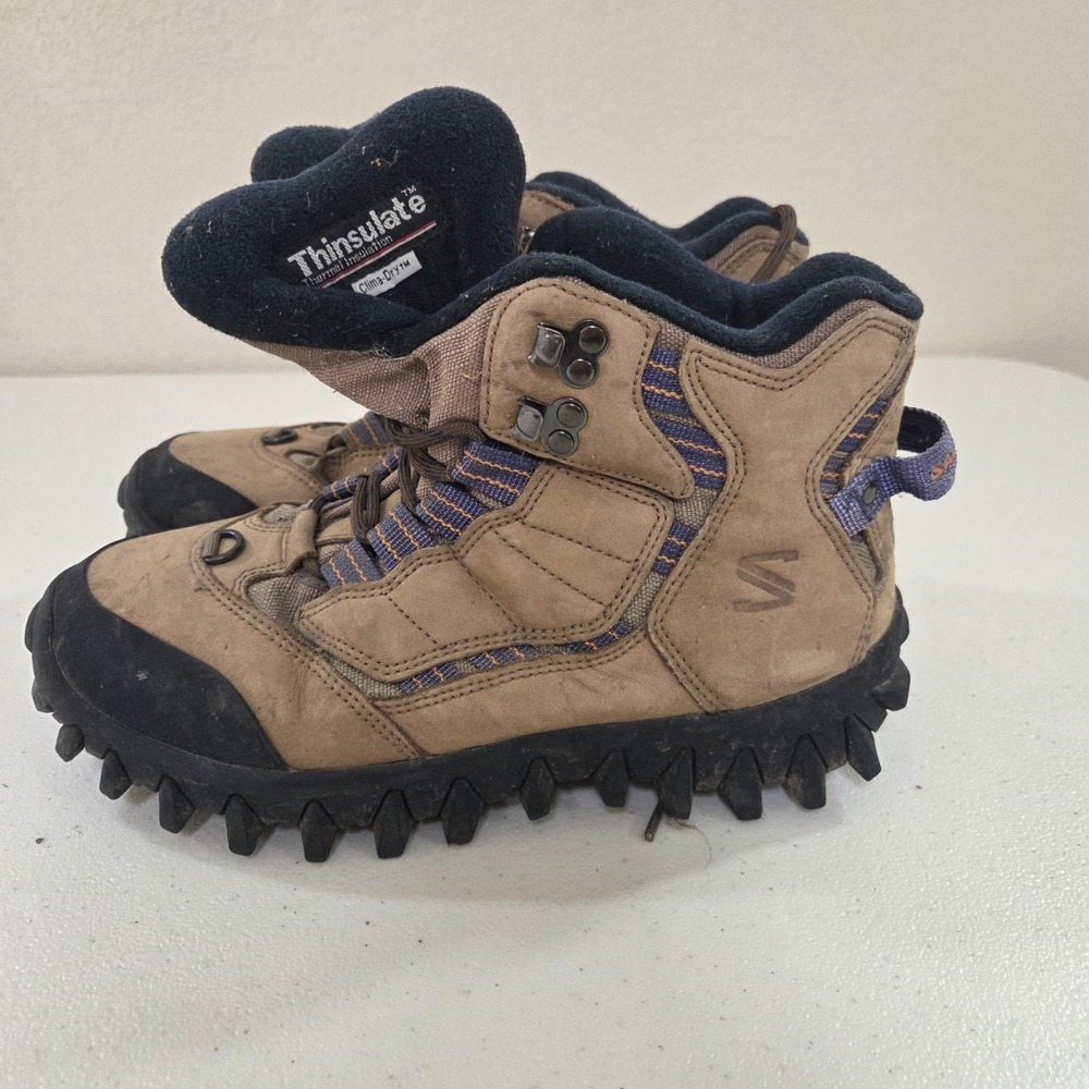 Salomon Mens 7.5 Clima-Dry Thinsulate Hiking Boots Brown Contagrip Waterproof